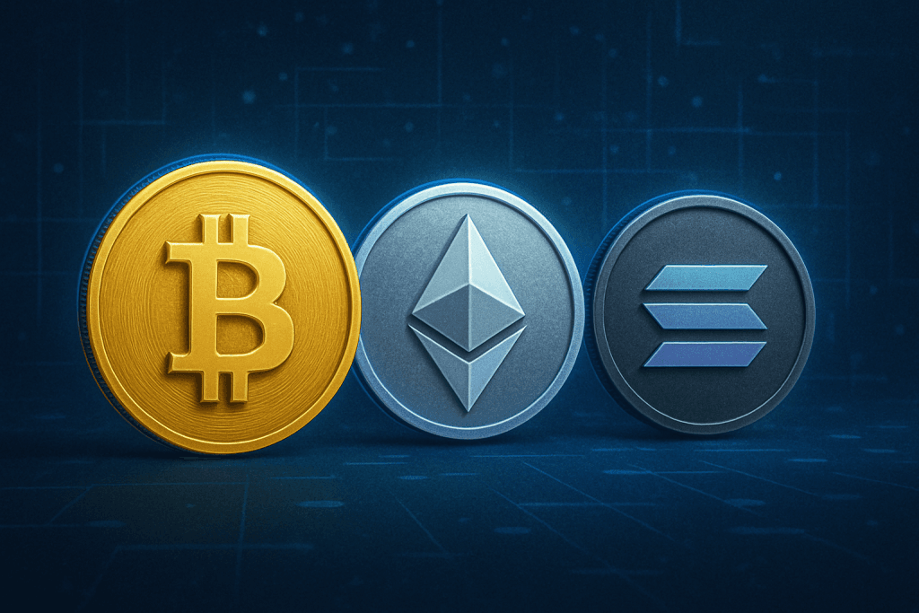 Bitcoin, Ethereum in Solana – vodilne kriptovalute za začetnike